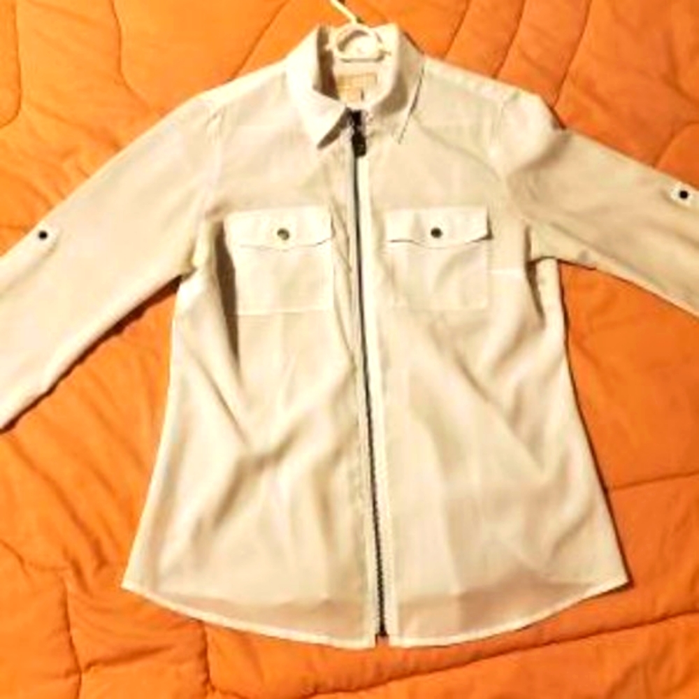 Michael Kors Sheer Women's Size Medium Zip up blouse